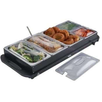 Pro Buffet Warmer by Cooks – 5 Sections, 9.6 L Capacity, Hotplate & Temp Control, Matte Black