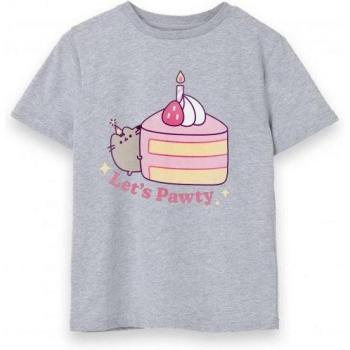 T-Shirt grigia Pusheen Let's Pawty per ragazze