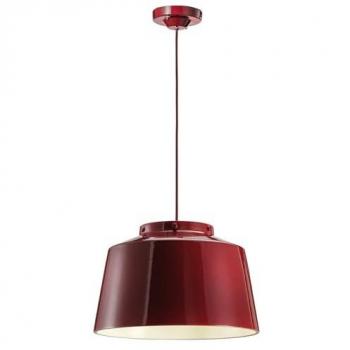 Lampada a Sospensione Ferroluce 50's Bordeaux Seta, Finitura Retrò, Diametro 40 cm
