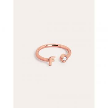 Anillo Personalizado F de Oro Rosa y Diamante