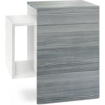 Table de nuit design Queens Vladon Blanc mat et Avola-Anthracite