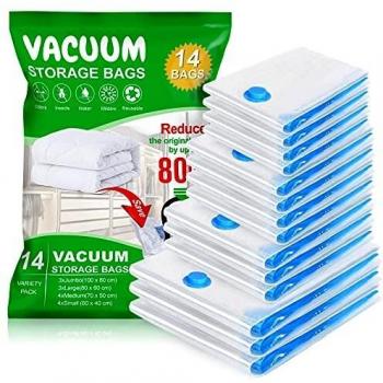 Vacwel 14‑teiliges Vakuumbeutel‑Set – Kleidung, Decken, Kissen & Vorhänge