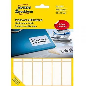 Avery Zweckform 3327 Universal-Etiketten 50 x 19 mm 27 Blatt 486 Etiketten weiß