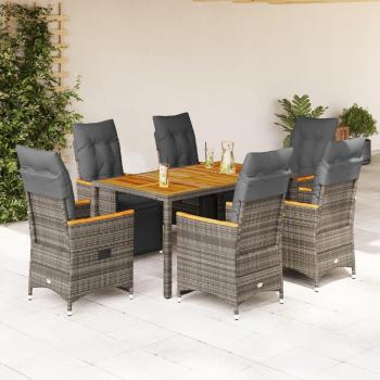 Colección Jardín Maison Exclusive 7 Elementos + Cojines Rattan Gris