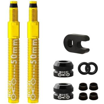 Muqzi 2 Pack Biker Presta Ventielverlenger 50 mm Klincher Band Verwijderbare Klep Binnenband Uitbreiding Ventiel Adapter met Core Tool
