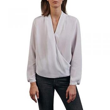 Seidensticker Wickelbluse Schwarze Rose Damen Langarm V-Neck Uni Weiß Gr. 36