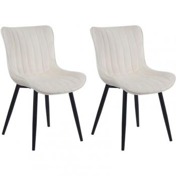 Bistro Chic – Duo de chaises salle à manger, structure métallique noire, assise PVC crème