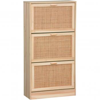 60x24x118 cm Three‑Door Shoe Rack with Cane Detail, Camargue