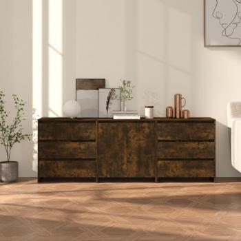 Buffet d'appoint 3 tiroirs en chêne fumé