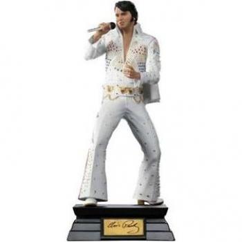 Figurine emblématique d'Elvis en finition argentée