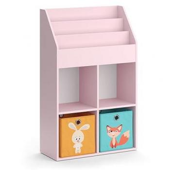 Libreria bambini Luigi 72 x 114.2 cm rosa con 6 scatole pieghevoli colorate