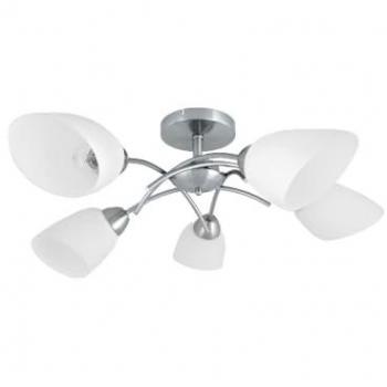 Lampada a Sospensione Viletta in Metallo e Vetro Satinato Bianco 70x70x29 cm