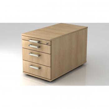 Mcbuero.de Rollcontainer 80cm 3 Schubladen mit Schloss Chromgriff Eiche