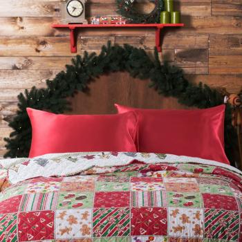 Satin-Kissenabdeckung Rot 40x80 cm – 2 Stück, hautfreundliche Mikrofaserqualität