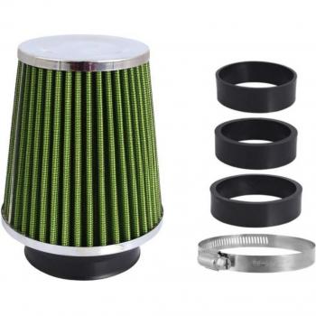 Cylindrisch luchtfilter 120x130x90 mm, limoen groen / chroom, inclusief adapters: 60, 63, 70 mm