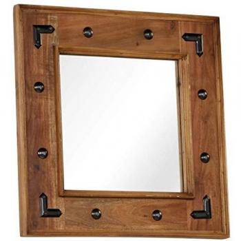 50x50 cm Mirror in Solid Acacia Wood vidaXL
