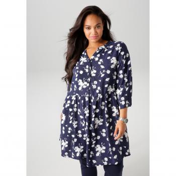 Aniston PLUS Longbluse Blumen & Punkte, Farbe Pastellrosa