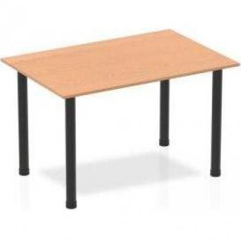 Oak Top Impulse Table with Black Post Legs