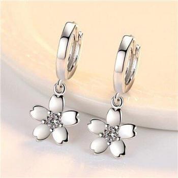 Simple Silver Cherry Blossom Earrings