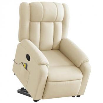 Silla de masaje elevable de tela color crema