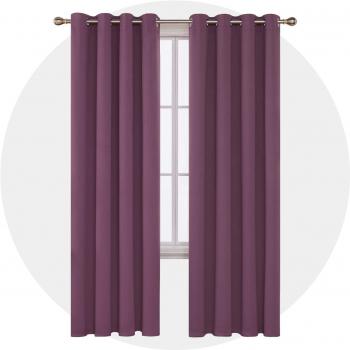 Deconovo Blickdichtes Gardinenpaar – 229 × 117 cm, Grau/Lila, Ösen‑Vorhang