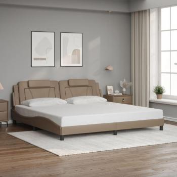 Letto con testiera in similpelle cappuccino 200x200 cm