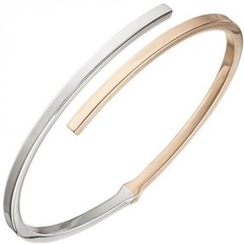 Armreif 925 Sterling Silber – Bicolor Rotgold, oval, vergoldet