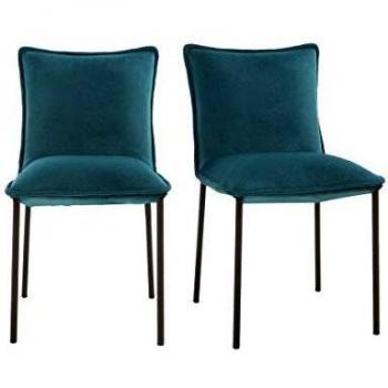 Miliboo Chaises Design Velours Bleu Pétrole (Lot de 2) Calmness