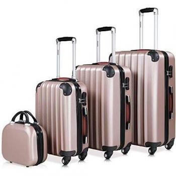 Rose Gold 4-Piece Hard Shell Suitcase Set (12L, 34L, 59L, 89L)