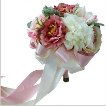 Ramo de flores artificiales para bodas, diseño rosa