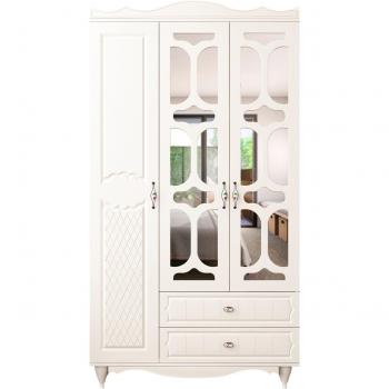 RAVEN 3 Door 2 Drawer Mirrored White Wardrobe with Sleek Design
