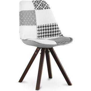 Denisse Upholstered Dining Armchair – Patchwork Black/White