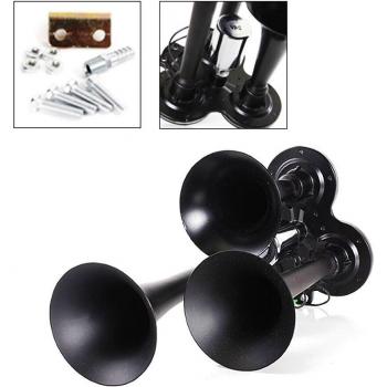 Black Metal 12V/24V 150db Compact Motorcycle Car Horn