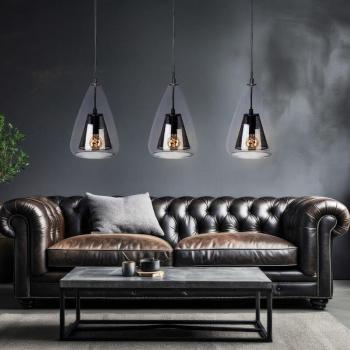 Soggiorno Lampada Sospensione 76x150 cm 3xE14 Griglia Nera