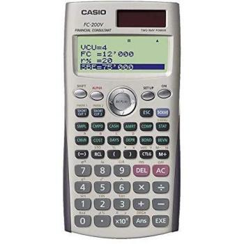Casio FC-200V Calculadora Financiera Programable de 10+2 Dígitos con Pantalla LCD de 4 Líneas
