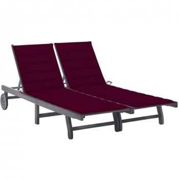Chaise Longue Acacia 2 Places avec Coussin Gris