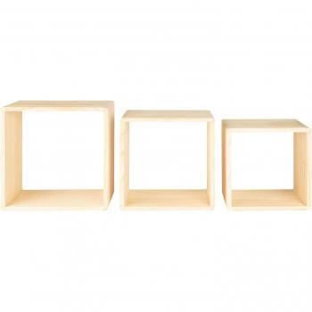 HolzWandregale 3er Set Kiefernholz