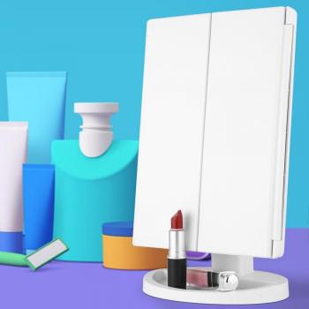 LED Vanity Mirror with Three-Fold Design and 2x, 3x, 10x Magnification