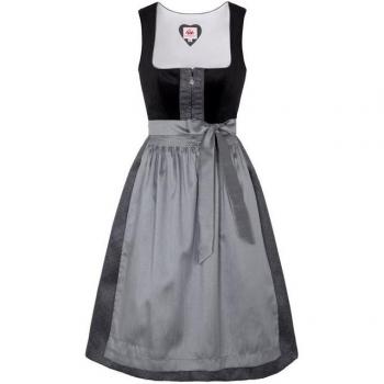 Buchsbaum Midi-Dirndl Ensemble – Samt, Schwarz/Silber, 44 Damen