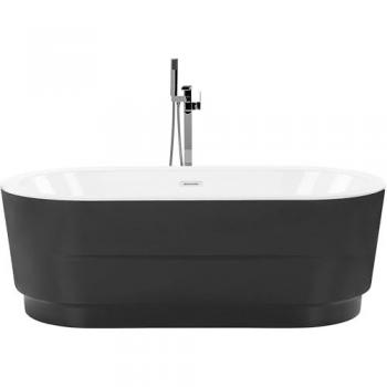 Vasca da Bagno Freestanding Ovale Nera in Acrilico Sanitario 170 x 80 cm Design Moderno