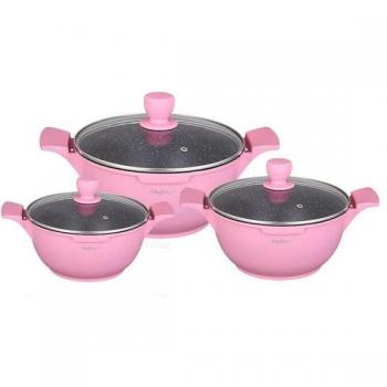 6-teiliges Kochtopfset 20-24-28cm in Pink