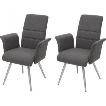Sedie con braccioli HHG-709 in acciaio inox e tessuto grigio