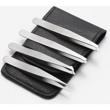 Essential Beauty Tweezers Set with Protective Leather Pouch