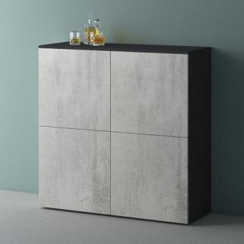 Casier de rangement multi‑fonction – 4 portes, 8 compartiments, gris noir mat