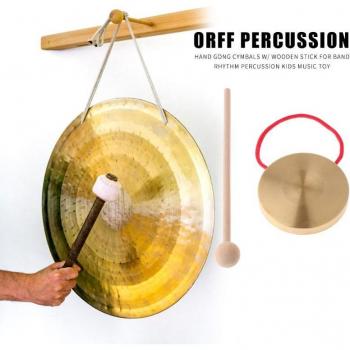 Kupfer‑Handgong 21 cm – Becken und Holzstock für Schlagzeug‑Musikspielzeug