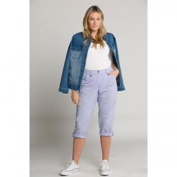 Pantaloni 7/8 con linguetta risvolto blu donna taglia 52