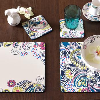 Denby 30.5 x 23 cm Monsoon Cosmic Cork Backed Placemats, Set of 4, Multi-Color/ Cream