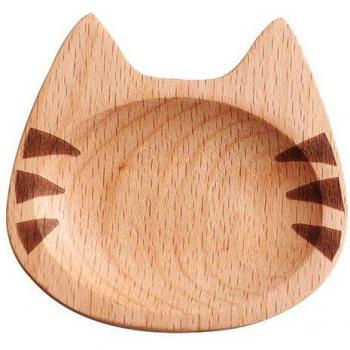 Plato Japonés de Madera para Gatos