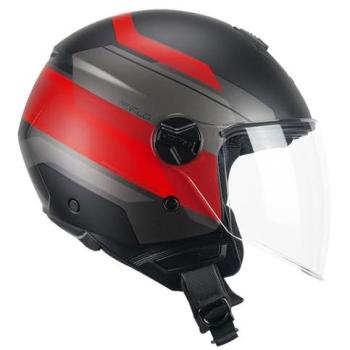 Casco Moto Jet CGM 167K FLO CITY Nero‑Rosso Opaco Lungo S