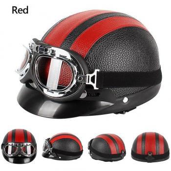 Casque de Moto Marron en Cuir Synthétique